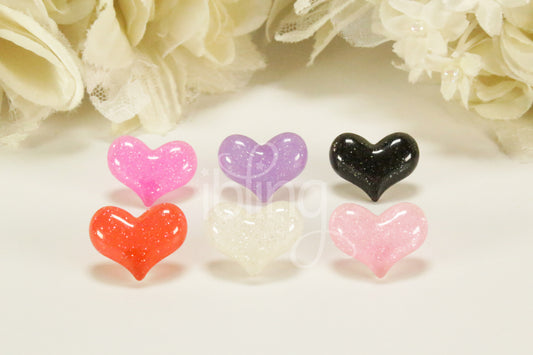 Small GLITTER Lolita HEART 22mm FLATBACK