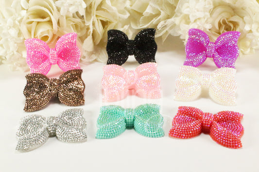 Large Kawaii AB Glitter Ribbon BOW Cabochons 52mm FLATBACK