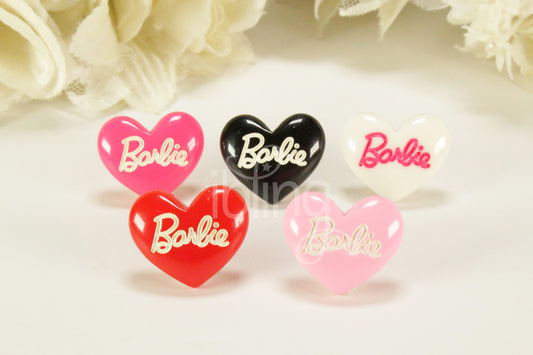 Barbie HEART 20mm Cabochons FLATBACK