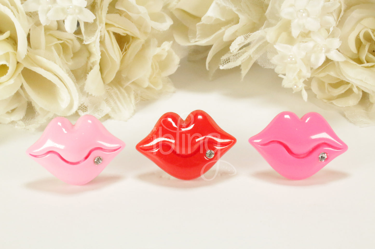 Large DIAMANTÉ LIPS 44mm Flatback