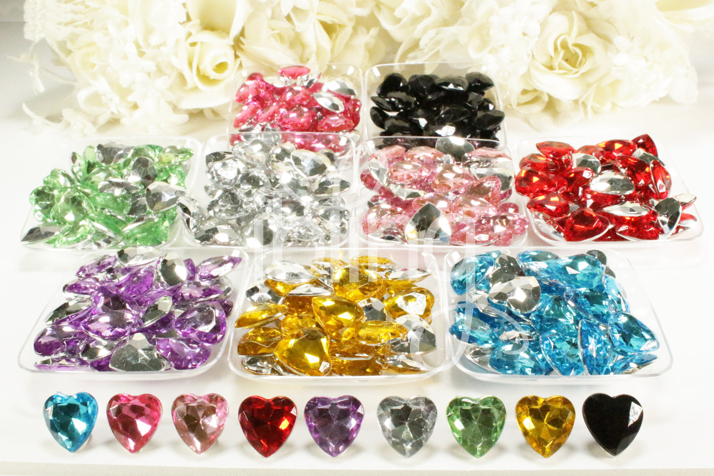 3D BLING Gem HEART Diamante Resin 16mm or 25mm