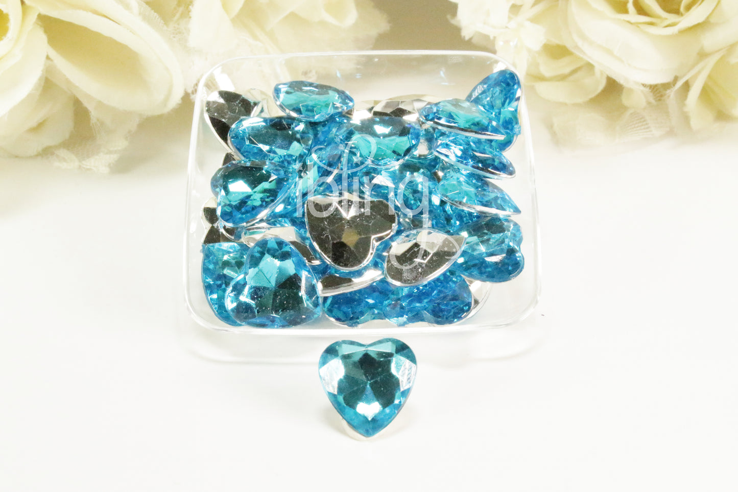 3D BLING Gem HEART Diamante Resin 16mm or 25mm