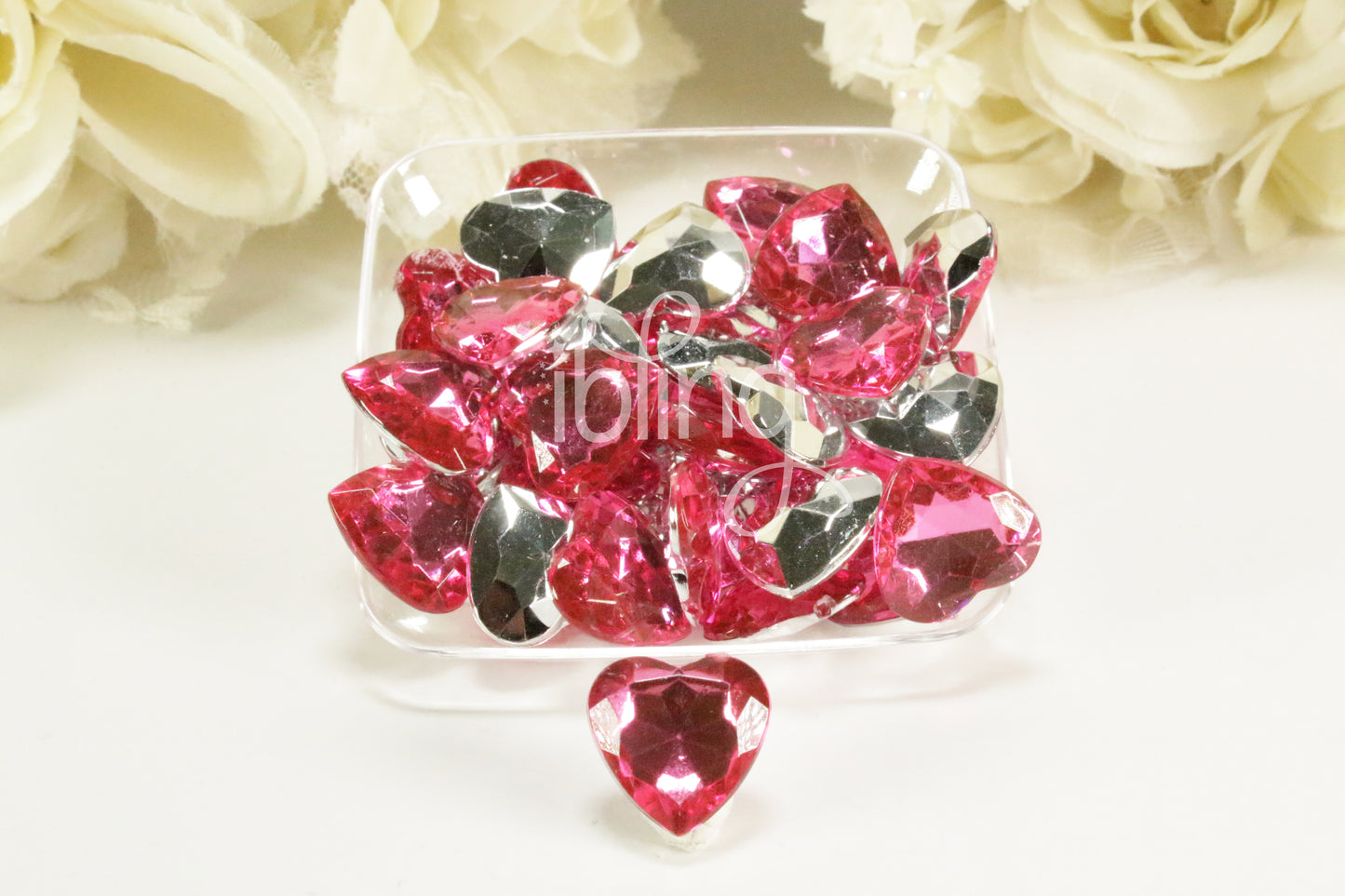 3D BLING Gem HEART Diamante Resin 16mm or 25mm