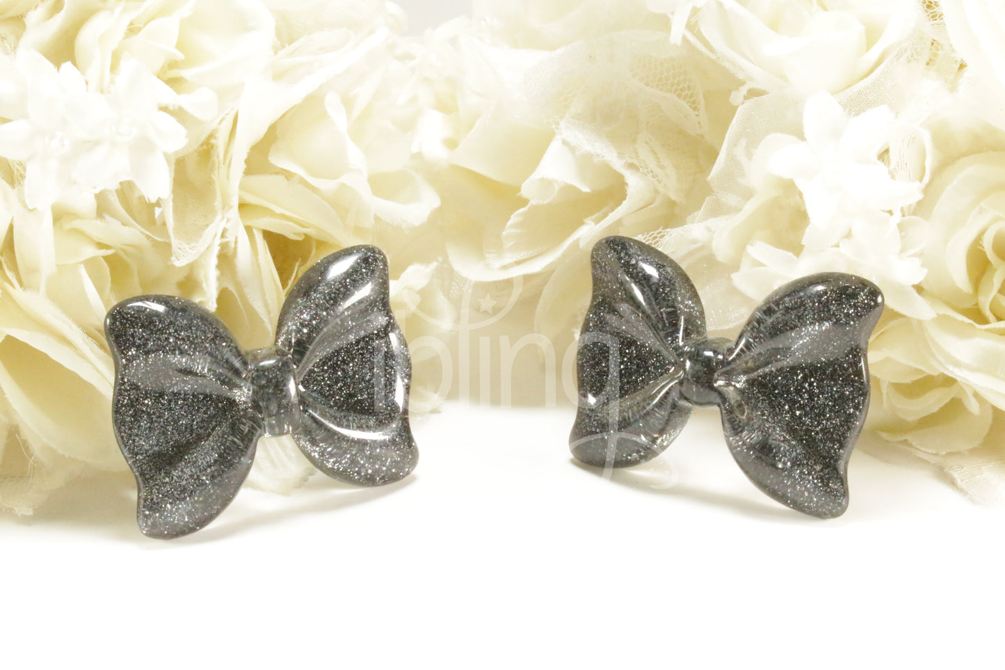 LARGE GLITTER BOW 52mm Flatback