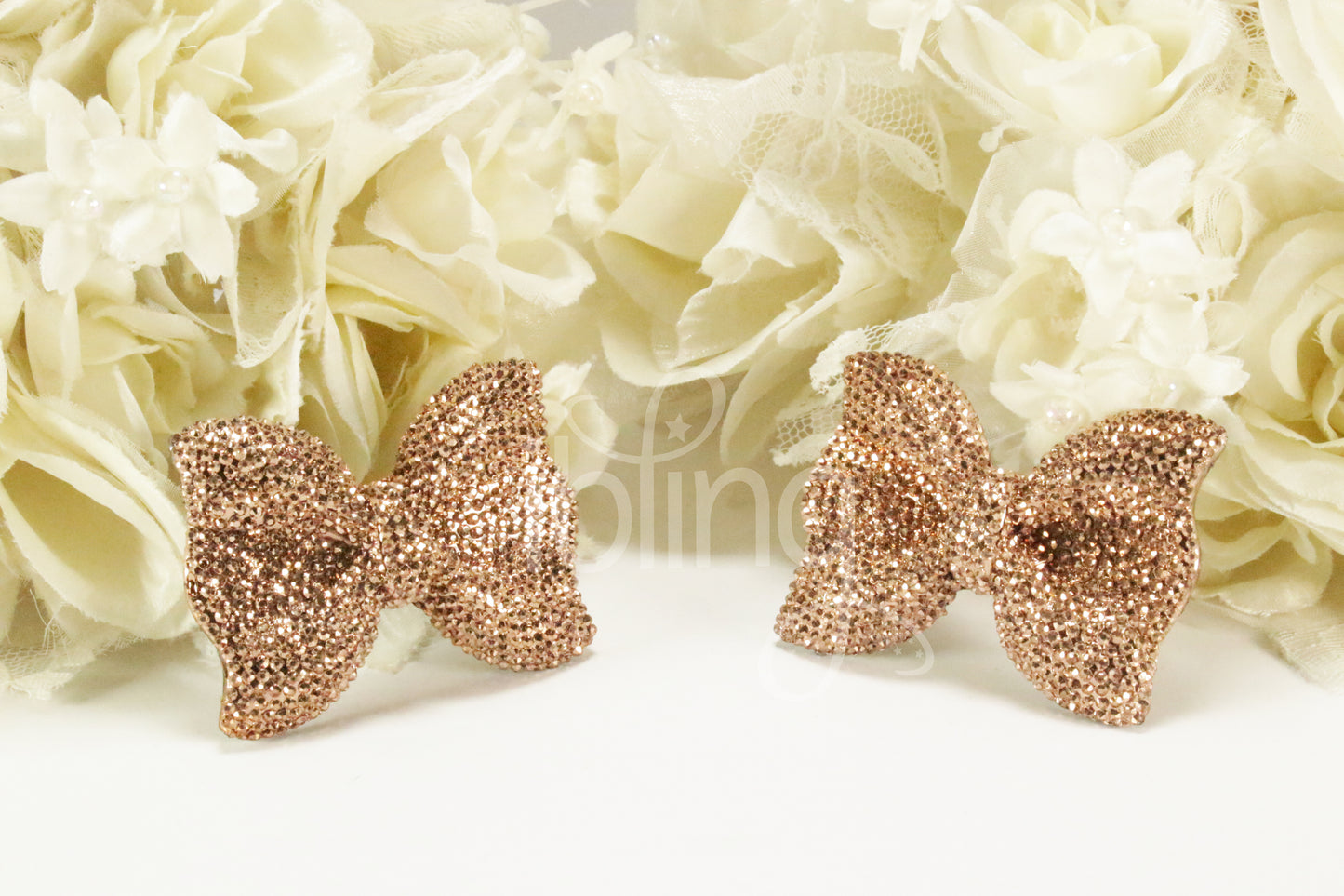 Large Kawaii AB Glitter Ribbon BOW Cabochons 52mm FLATBACK