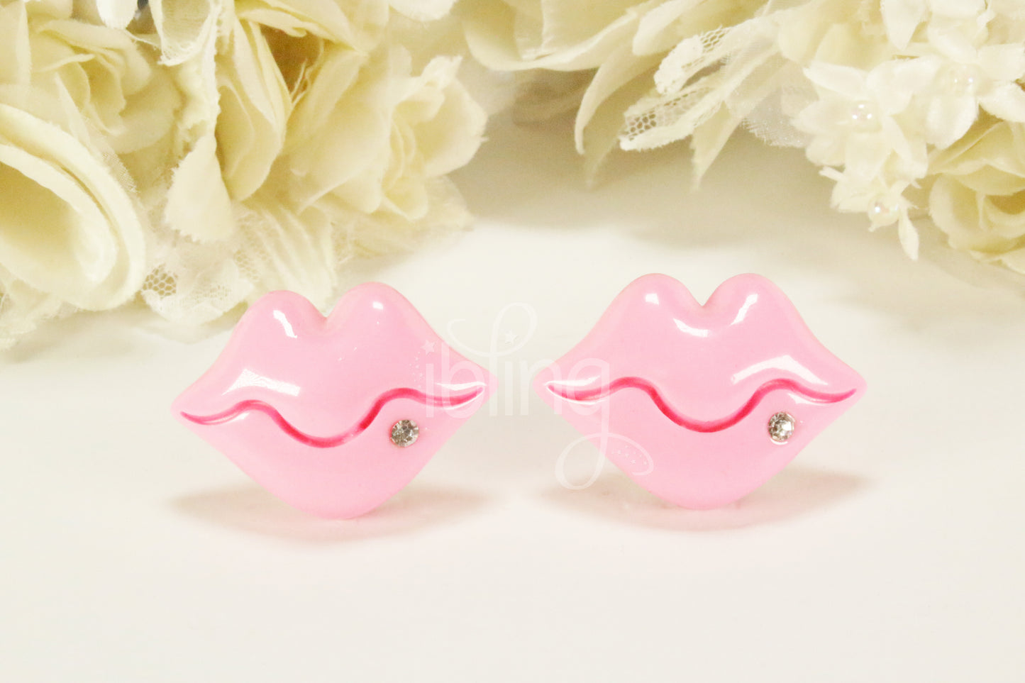 Large DIAMANTÉ LIPS 44mm Flatback