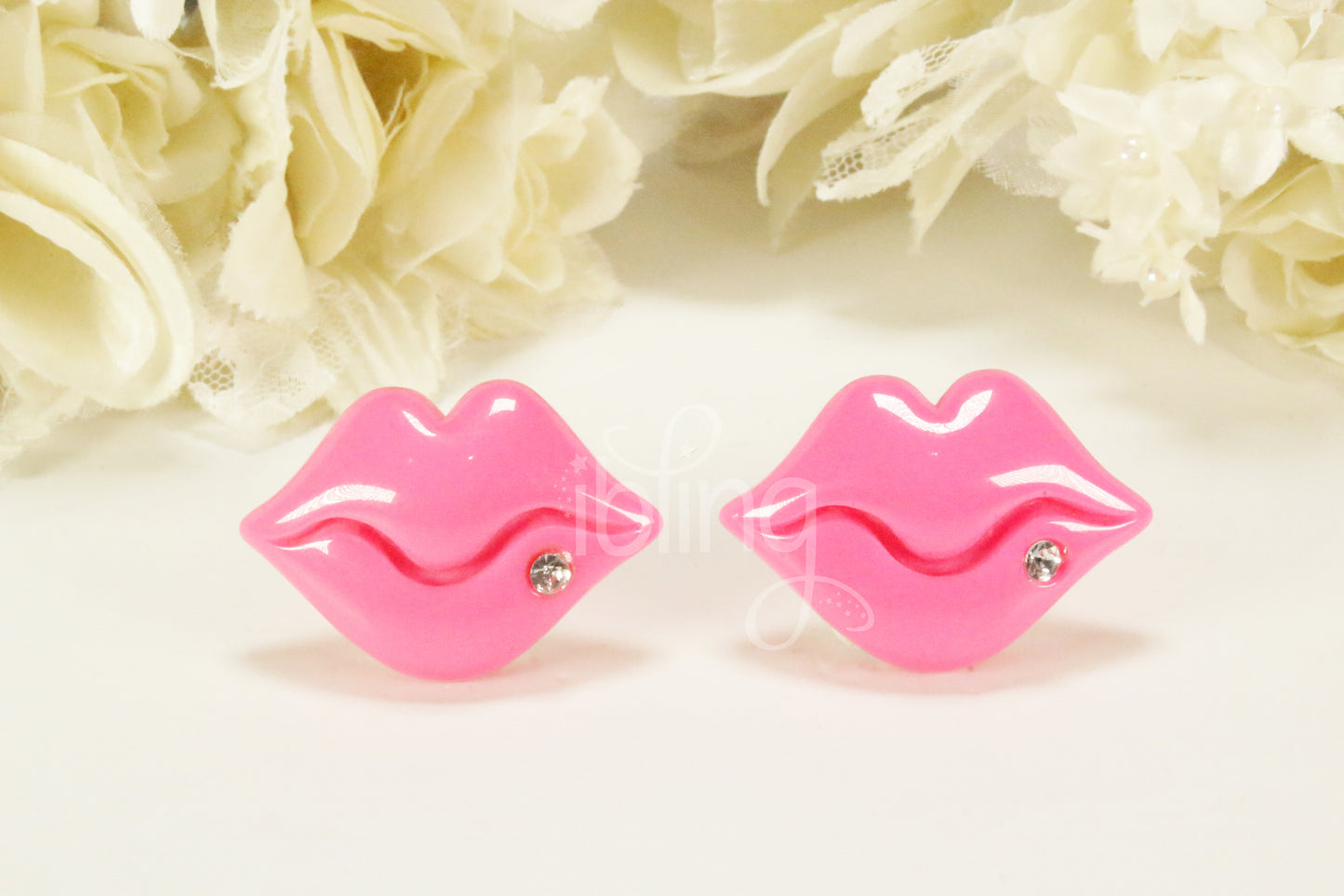 Large DIAMANTÉ LIPS 44mm Flatback