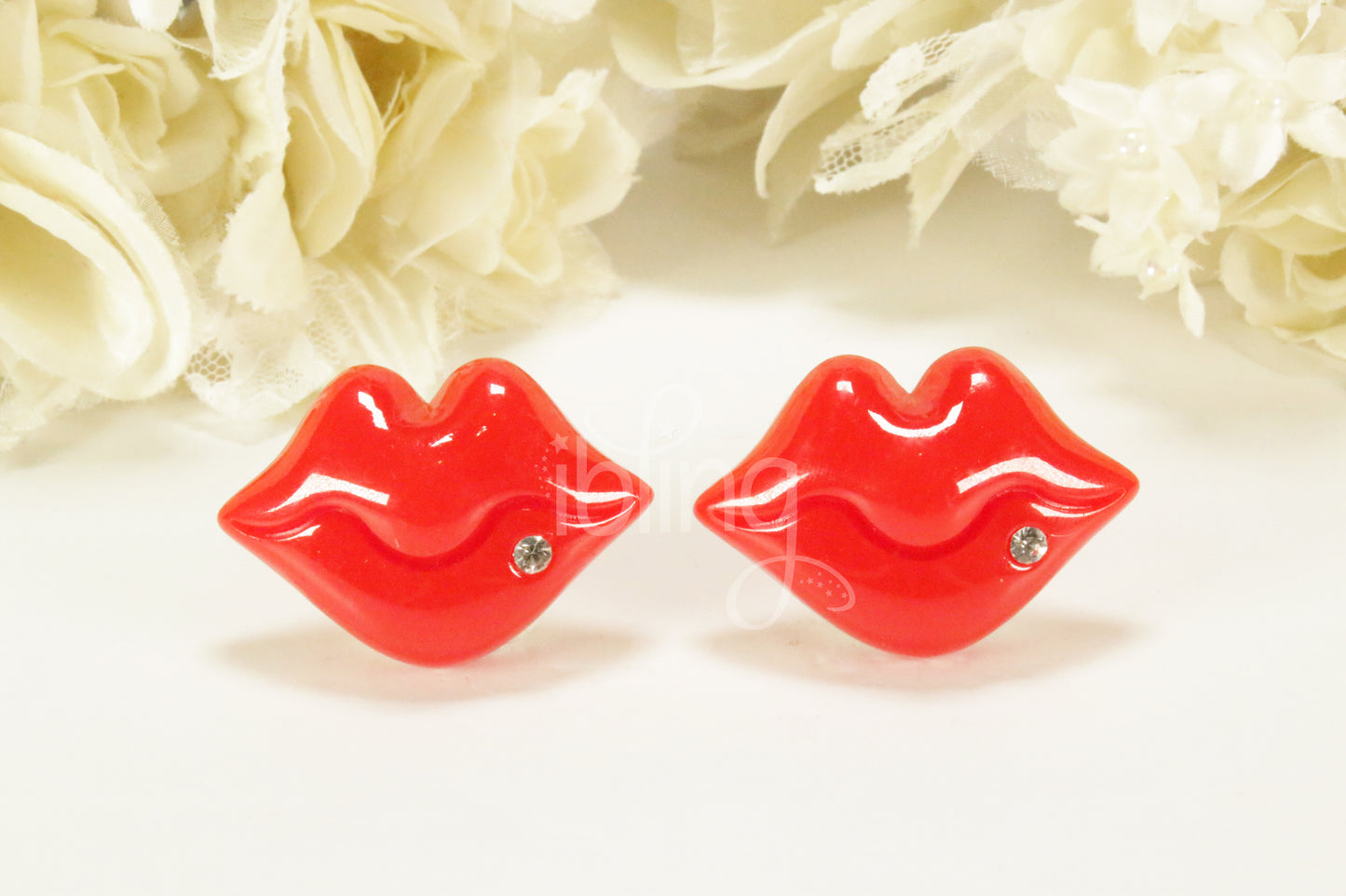 Large DIAMANTÉ LIPS 44mm Flatback