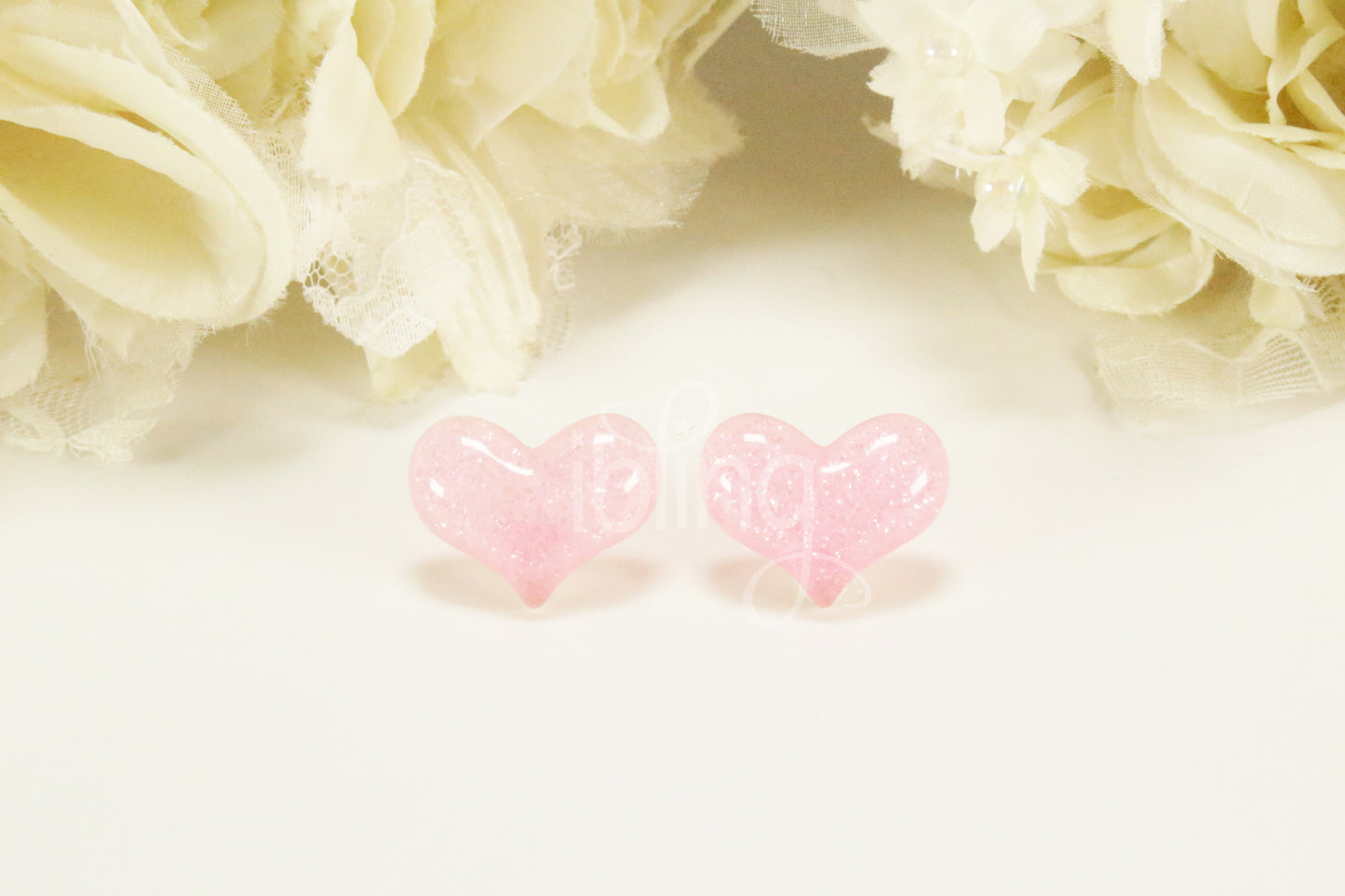 Small GLITTER Lolita HEART 22mm FLATBACK