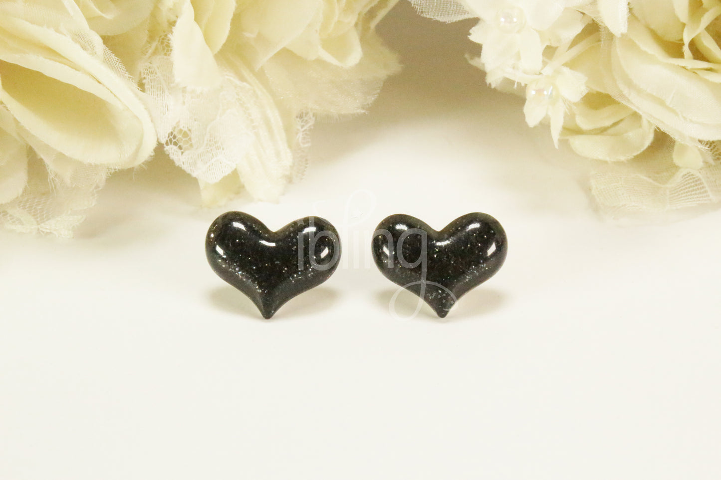 Small GLITTER Lolita HEART 22mm FLATBACK