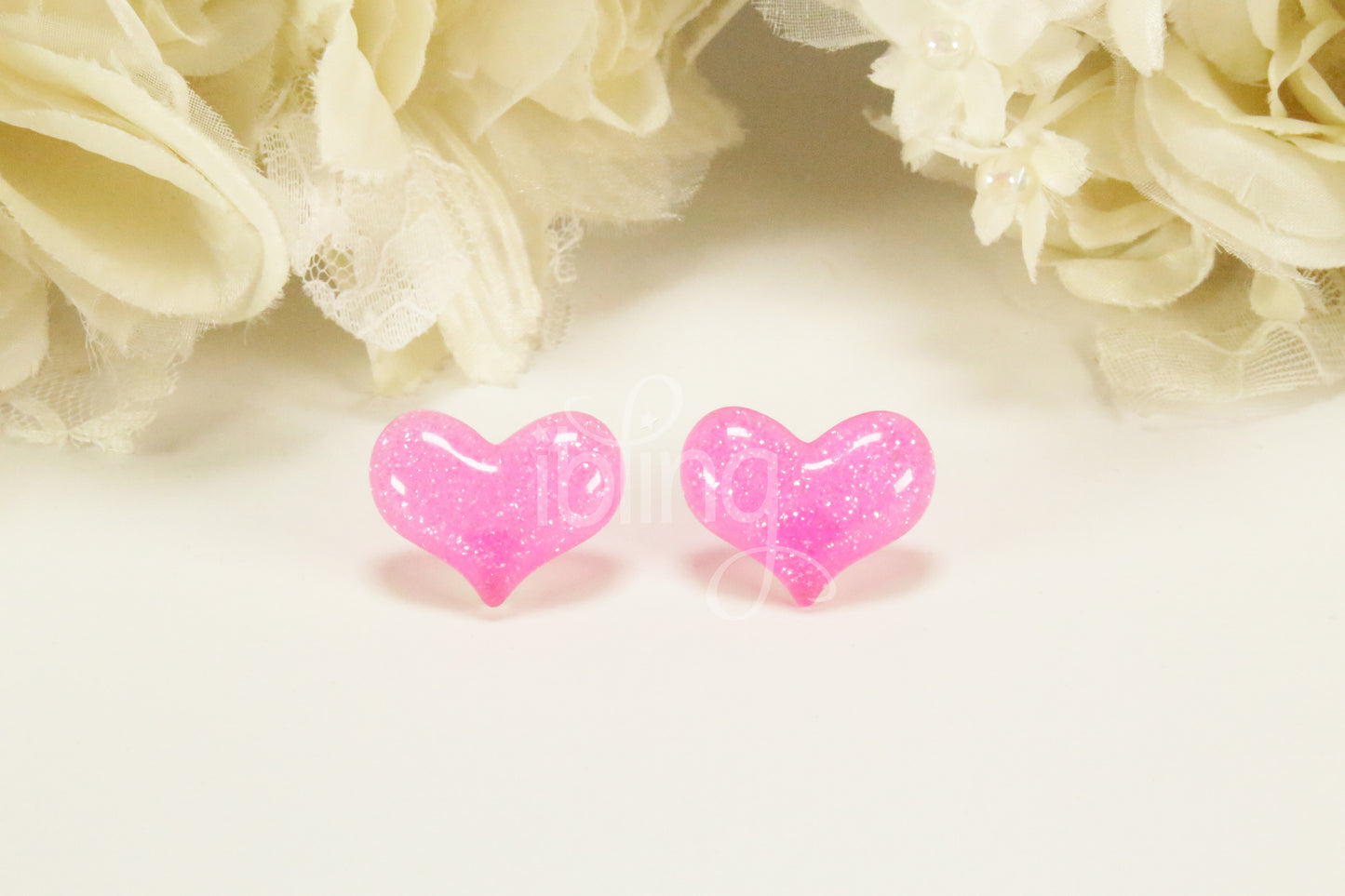 Small GLITTER Lolita HEART 22mm FLATBACK