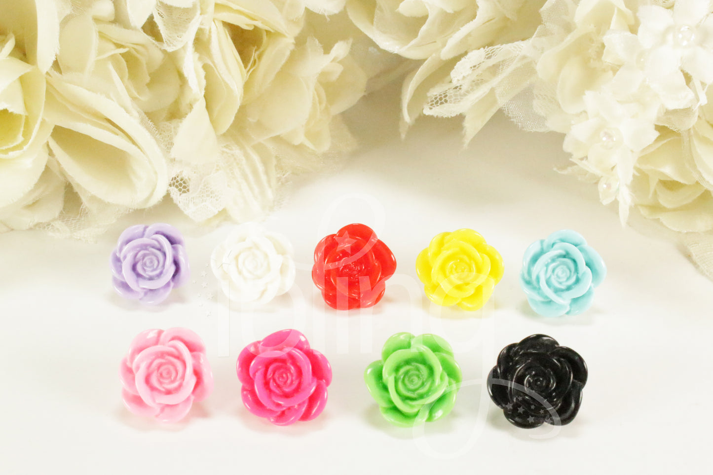 ROSE Flower 30mm FLATBACK