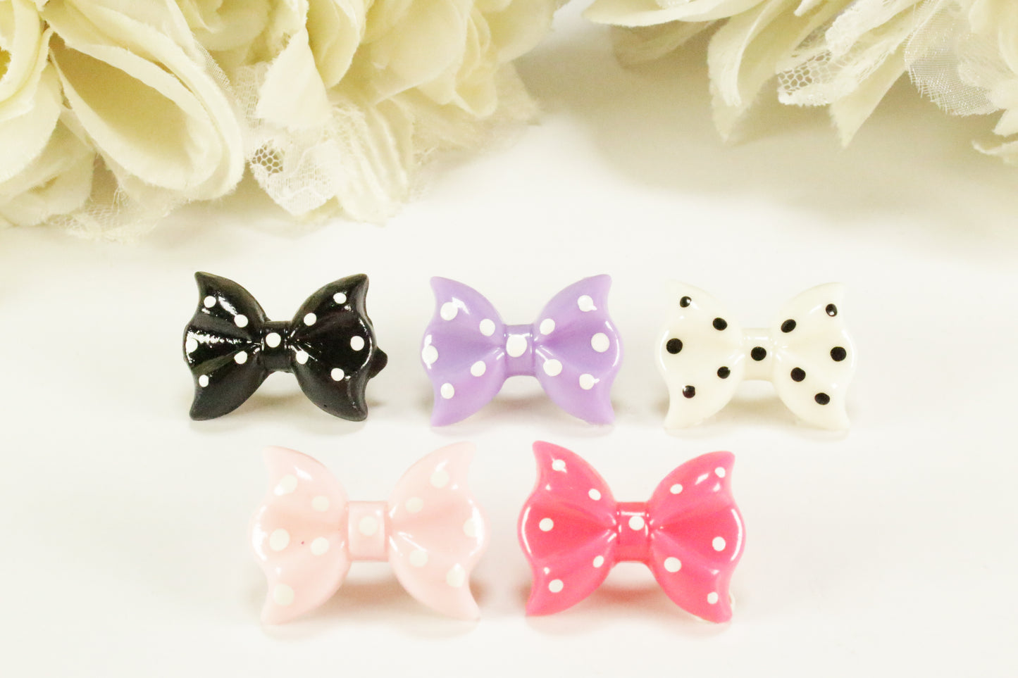 POLKA DOT Bow 28mm Flatback