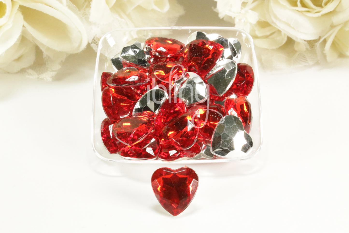 3D BLING Gem HEART Diamante Resin 16mm or 25mm