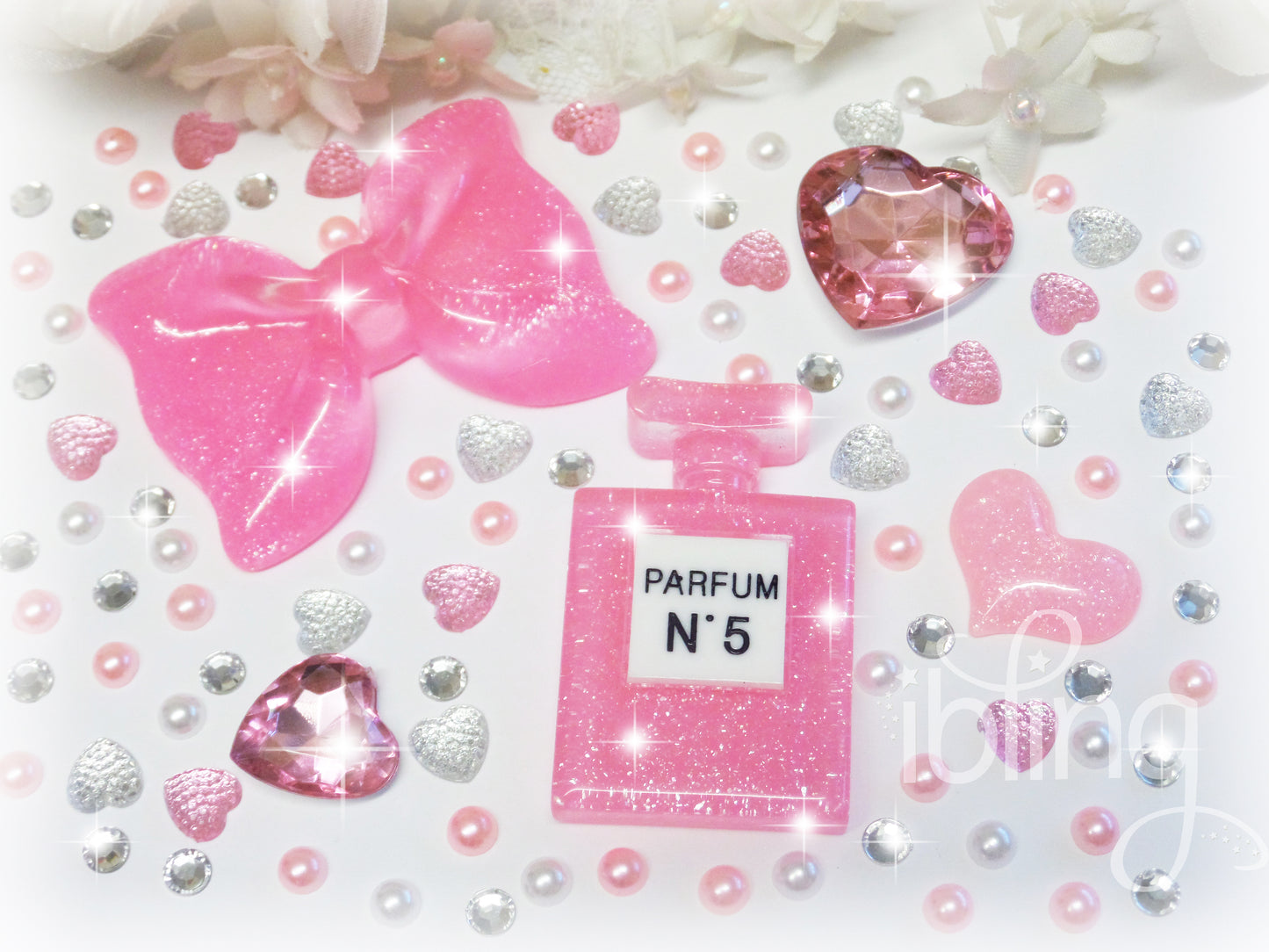 No 5 PERFUME BOTTLE Set Cabochon FLATBACK