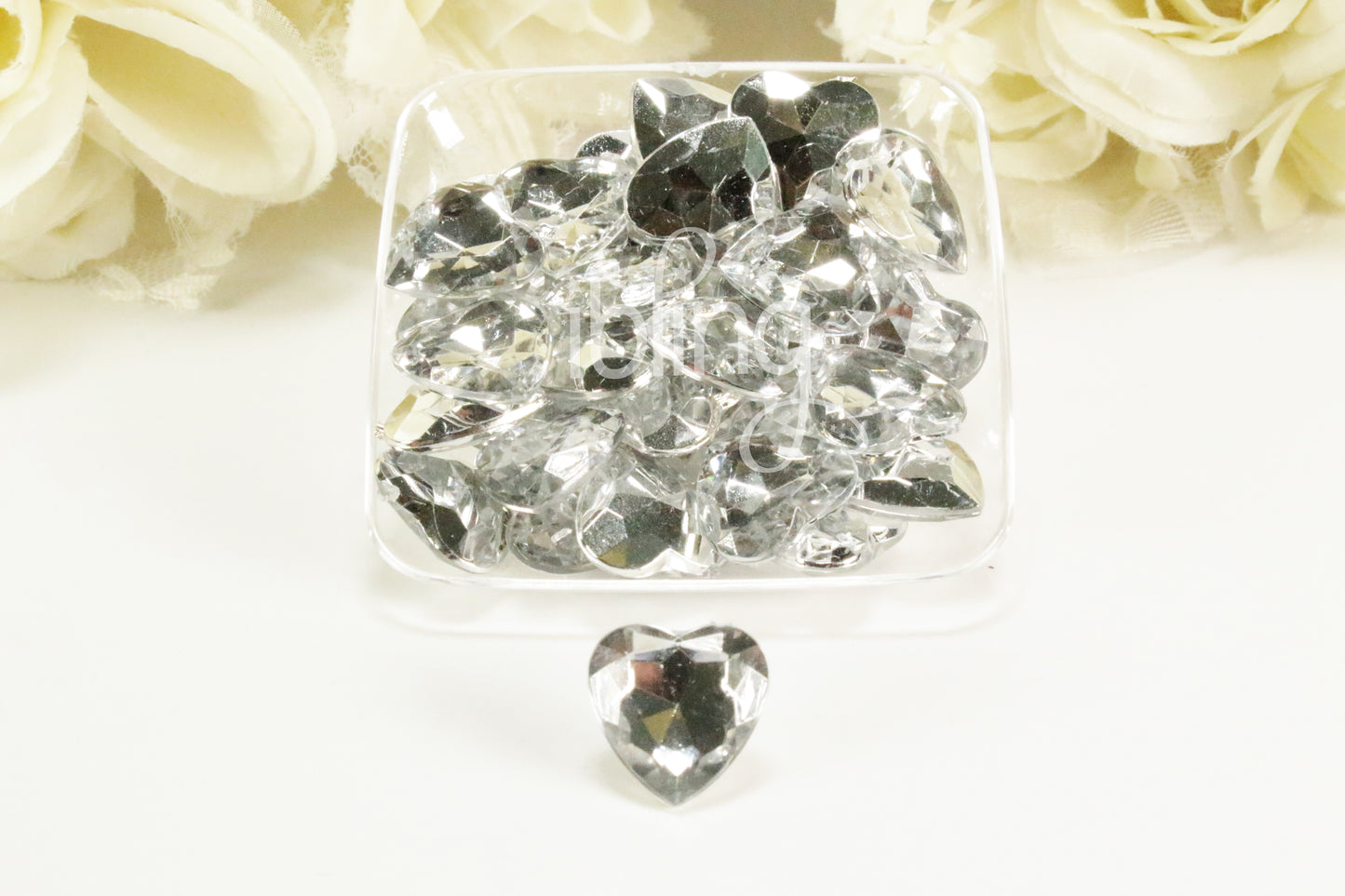 3D BLING Gem HEART Diamante Resin 16mm or 25mm